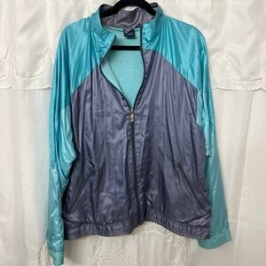 Nike Colorblock Track Jacket Teal Purple Zip Up Retro Athletic Sportswear Size L